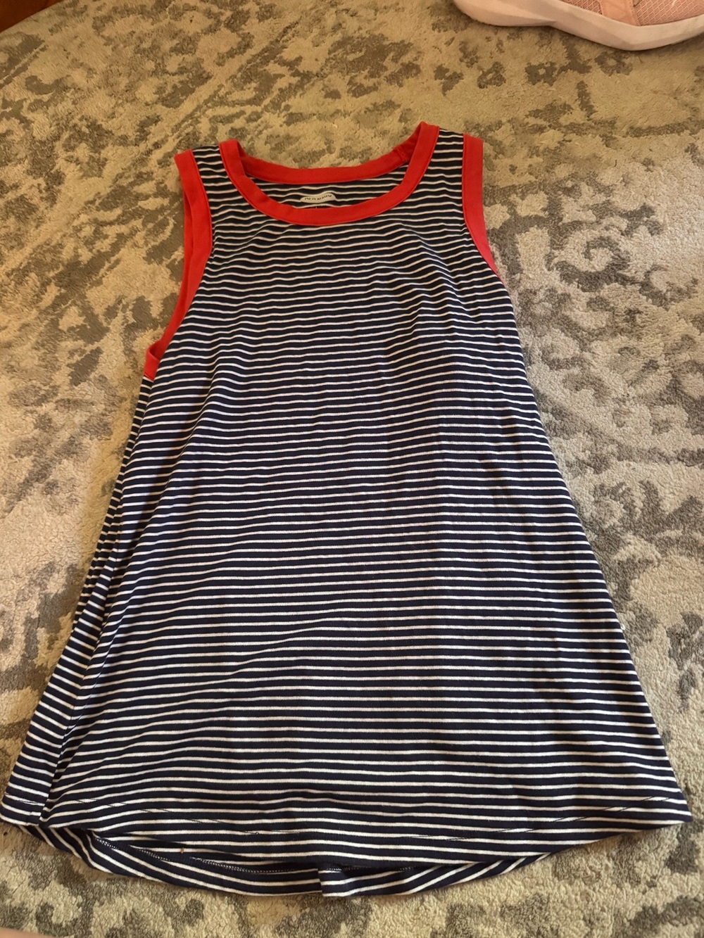 Large Women’s Navy & White Striped Tank Top